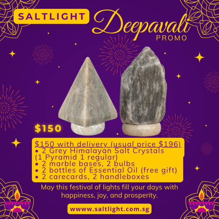 SALTLIGHT® DEEPAVALI BUNDLE PROMO | 2 Grey Himalayan Salt Lamps (1 Pyramid)