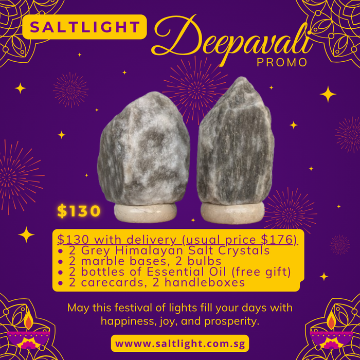 SALTLIGHT® DEEPAVALI BUNDLE PROMO | 2 Grey Himalayan Salt Lamps
