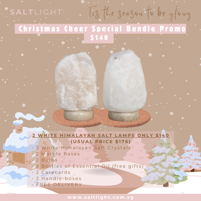 SALTLIGHT® CHRISTMAS BUNDLE PROMO | 2 White Himalayan Salt Lamps