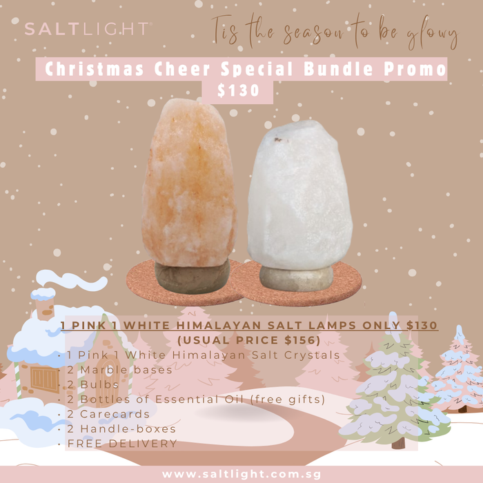 SALTLIGHT® CHRISTMAS BUNDLE PROMO | 1 Pink 1 White Himalayan Salt Lamps