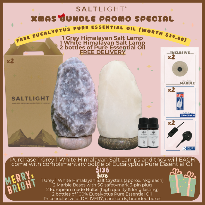 XMAS BUNDLE PROMO - 1 GREY 1  WHITE HIMALAYAN SALT LAMPS