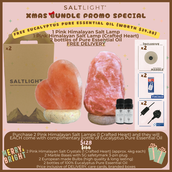 XMAS BUNDLE PROMO - 2 PINK HIMALAYAN SALT LAMPS (1 CRAFTED HEART)