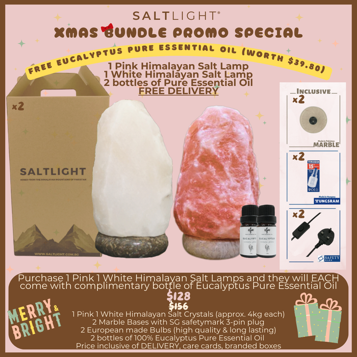 XMAS BUNDLE PROMO - 1 PINK 1  WHITE HIMALAYAN SALT LAMPS