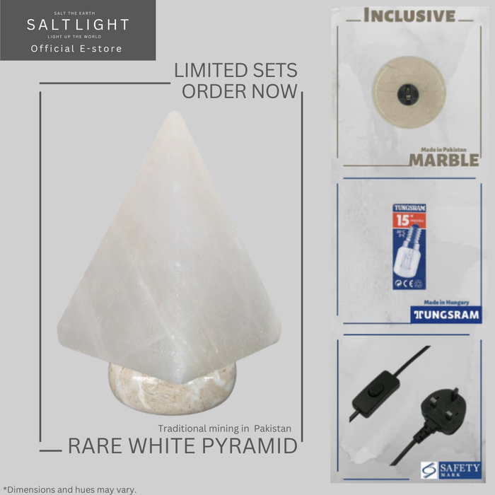 WHITE HIMALAYAN SALT LAMP - CRAFTED (PYRAMID)