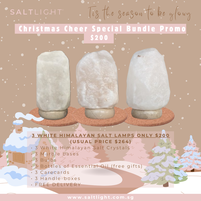 SALTLIGHT® CHRISTMAS BUNDLE PROMO | 3 White Himalayan Salt Lamps
