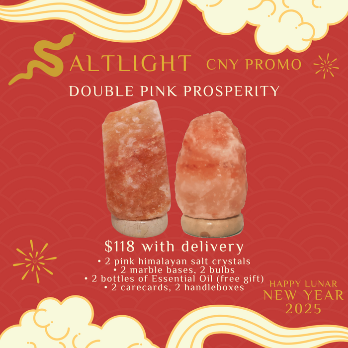 CNY BUNDLE PROMO (DOUBLE PINK PROSPERITY) - 2 PINK HIMALAYAN SALT LAMPS