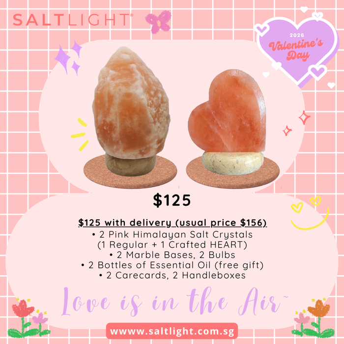 SALTLIGHT® VALENTINE'S DAY BUNDLE PROMO | 2 Pink Himalayan Salt Lamps (1 Regular 1 Heart)